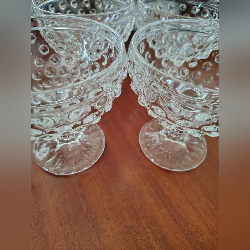 L. E. Smith Company Hobnail Ice Cream/ Sherbet Clear Glass Bowl Vintage